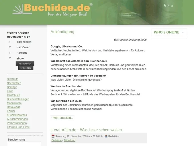 Bild: Filos Media relauncht die Webseite „buchidee.de“ und erweitert deren Informations- und Serviceangebote