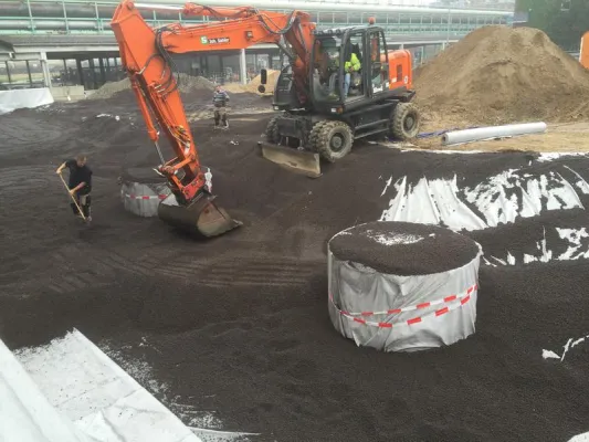 HansePor-Blähton: Leichtbaustoff vermindert Belastungen im Erdbau Bild: HansePor-Blähton: Leichtbaustoff vermindert Belastungen im Erdbau