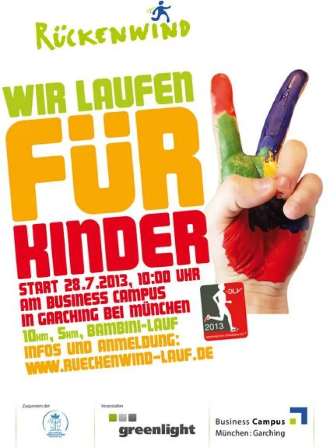 Am 28. Juli 2013 startet der 5. Rückenwindlauf am Business Campus München : Garching
