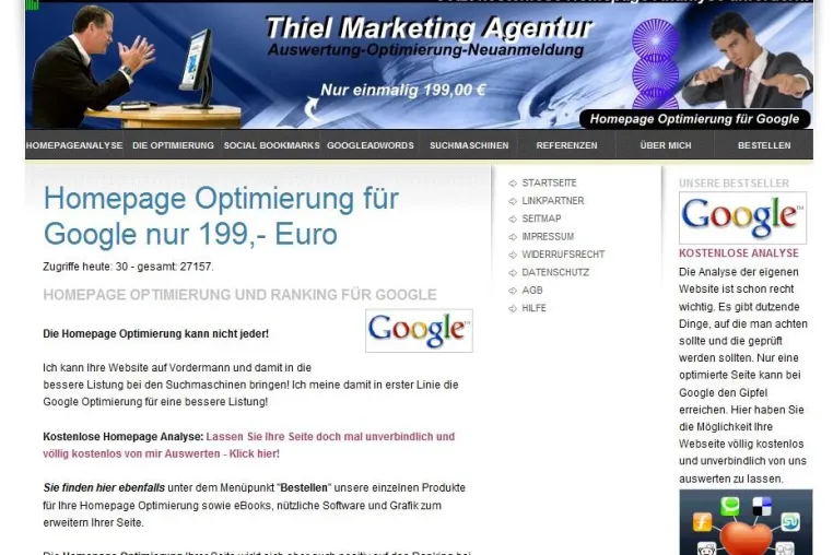 Bild: Thiel-Marketing.net Der neue Service für Homepage Optimieren und Social Bookmark