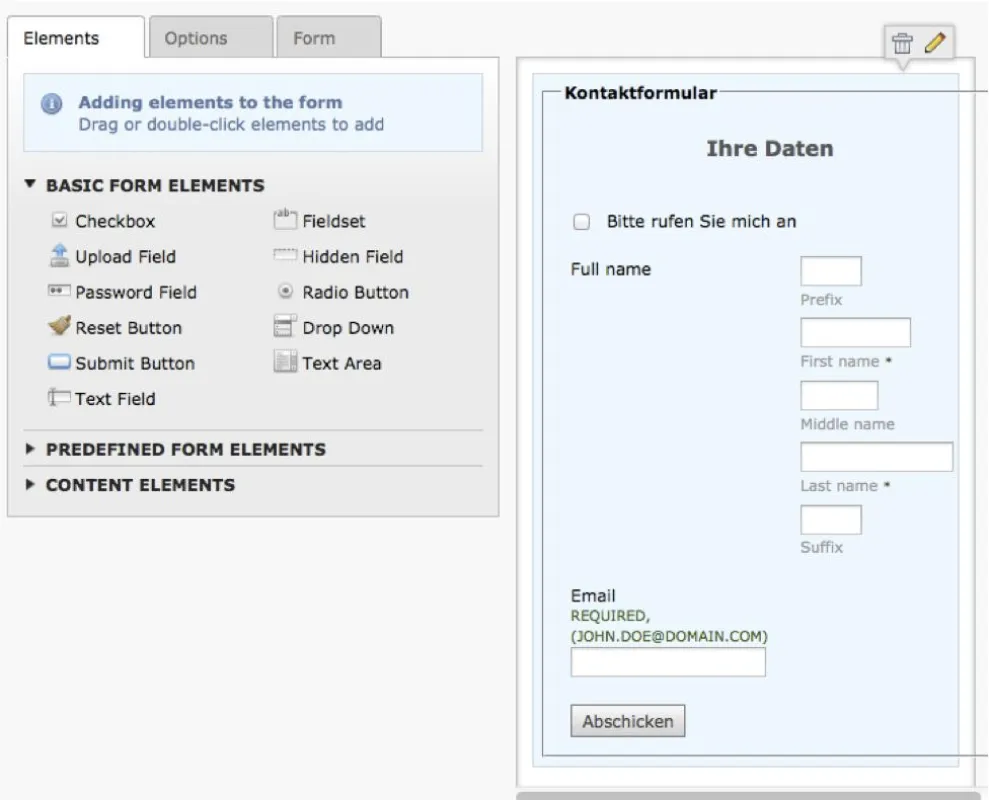 Erstellung von Formularen per Drag&Drop