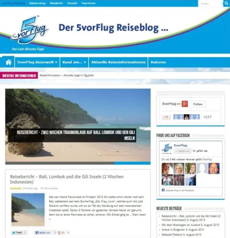 Bild: Neuer 5vorFlug Reiseblog