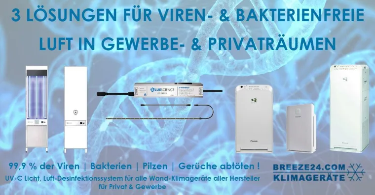 Bild: 3 LÖSUNGEN FÜR VIREN- & BAKTERIENFREIE LUFT IN GEWERBE- & PRIVATRÄUMEN