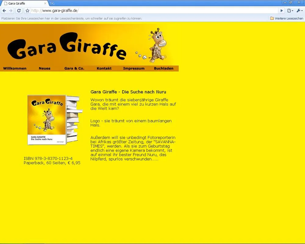 Internetseite zum Buch GARA GIRAFFE
