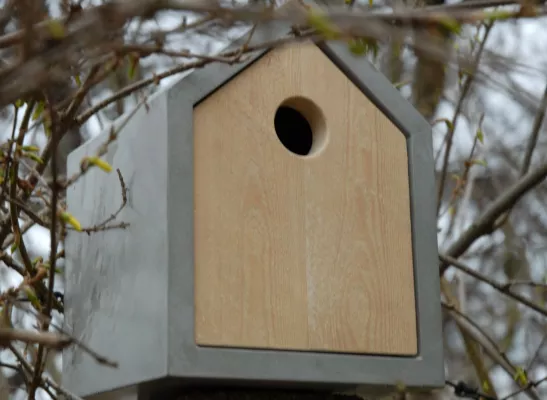 Bild: Frühlingserwachen mit Stil: Das Design-Vogelhaus "Rohbau" von Betoniu