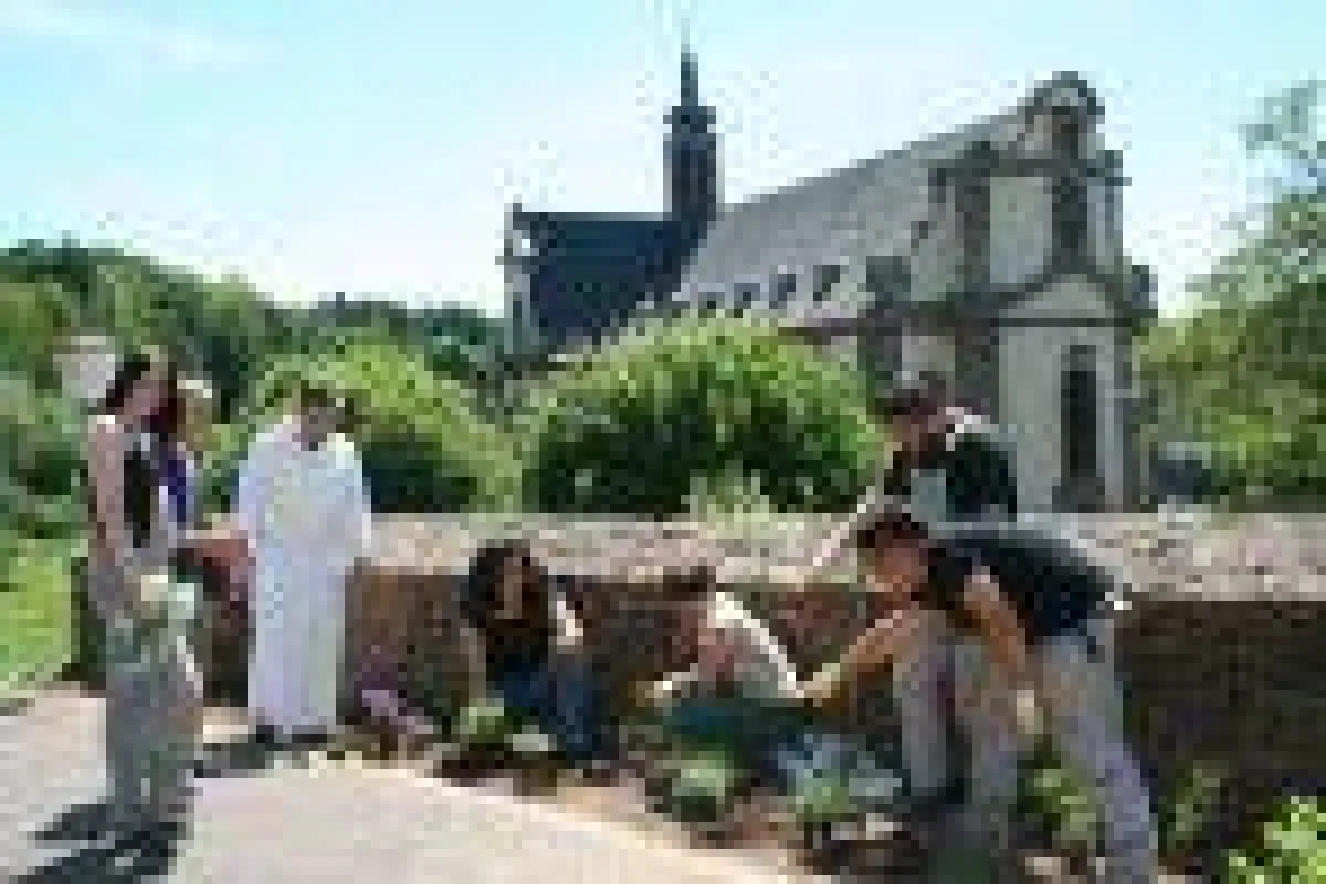 Die fünfköpfige Projektgruppe des Bürgerservice legt das erste Schmetterlingsbeet an