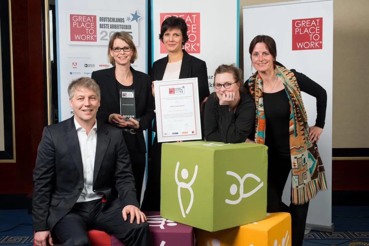 Micromata-Team bei der Preisverleihung (von links): Kai Reinhard (CEO), Stéphanie Naujock (Personall