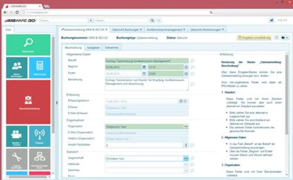 IMSWARE Konferenzraum-Management Screenshot
