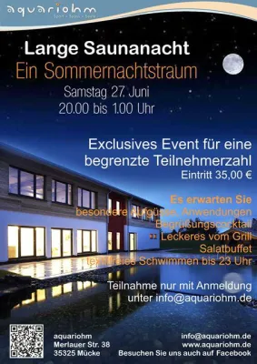Bild: aquariohm in Mücke veranstaltet am 27.06. exklusive Saunanacht