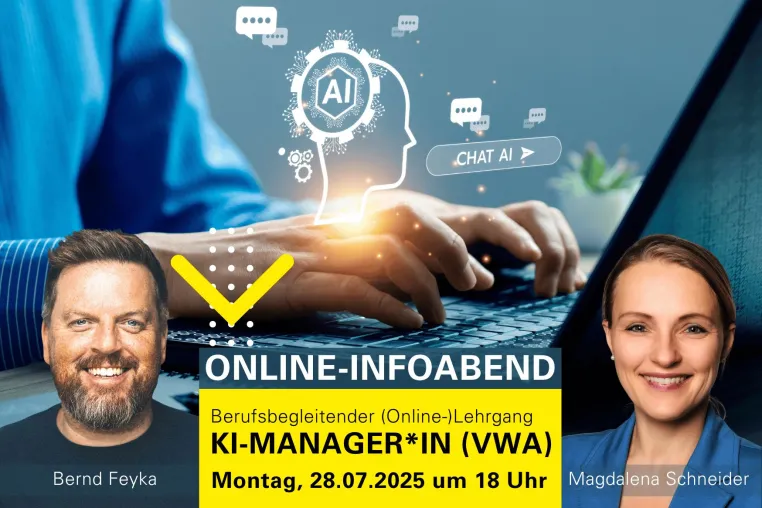 Chancen der KI kennen und strategisch nutzen: Online-Infoabend der VWA Freiburg am Montag, 28.07.2025 Bild: Chancen der KI kennen und strategisch nutzen: Online-Infoabend der VWA Freiburg am Montag, 28.07.2025