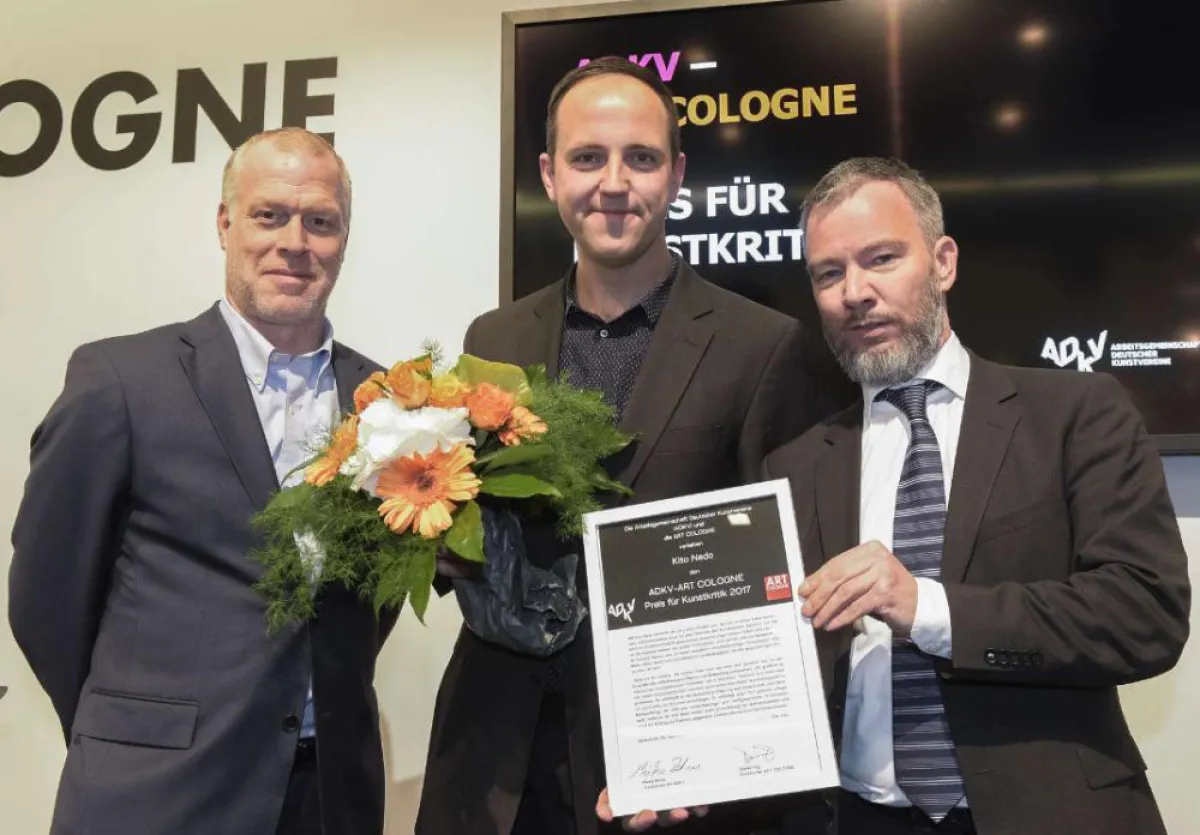 Preisverleihung 2017: Daniel Hug, Kito Nedo, Gerrit Gohlke, Foto: Art Cologne