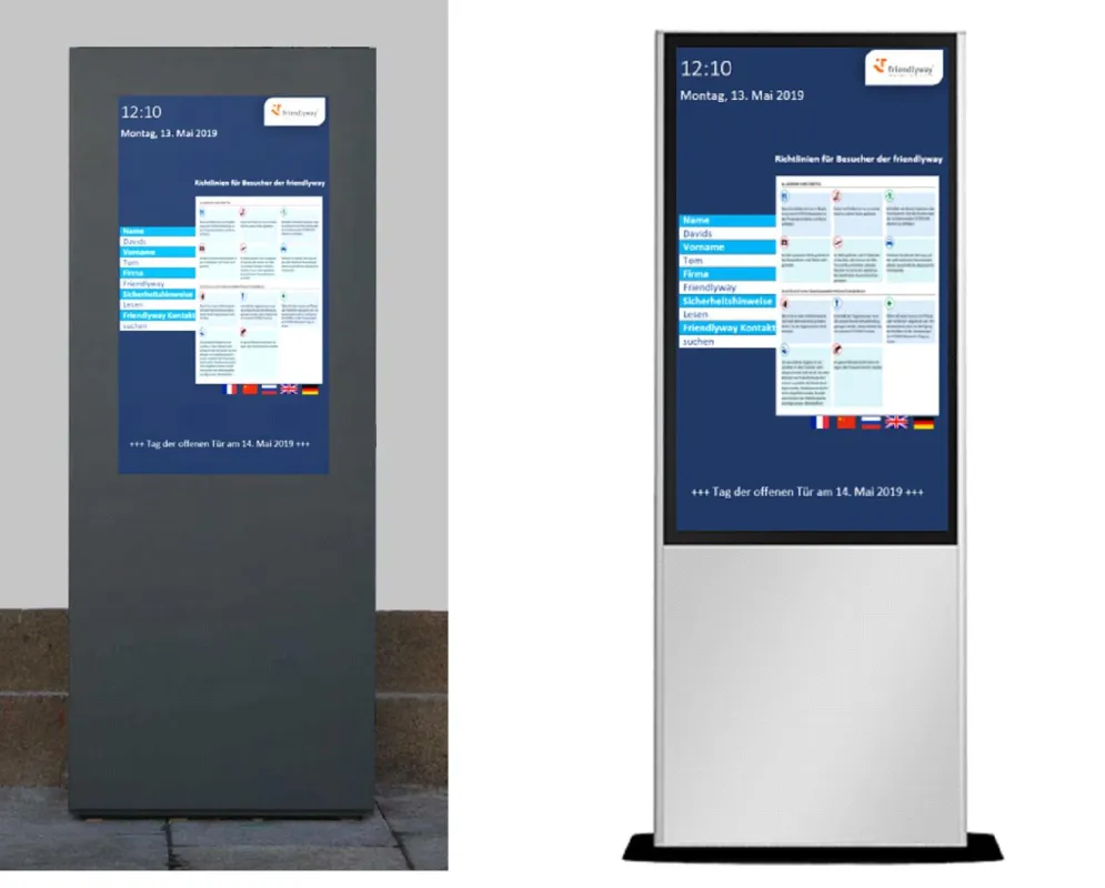 Beispiele für Outdoor-Kiosk und Indoor-Kiosk