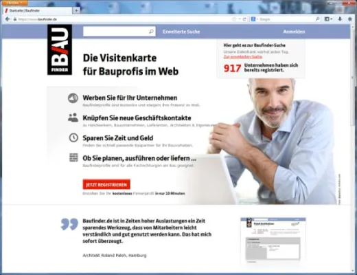 Bild: baufinder.de – Reddesign der Homepage