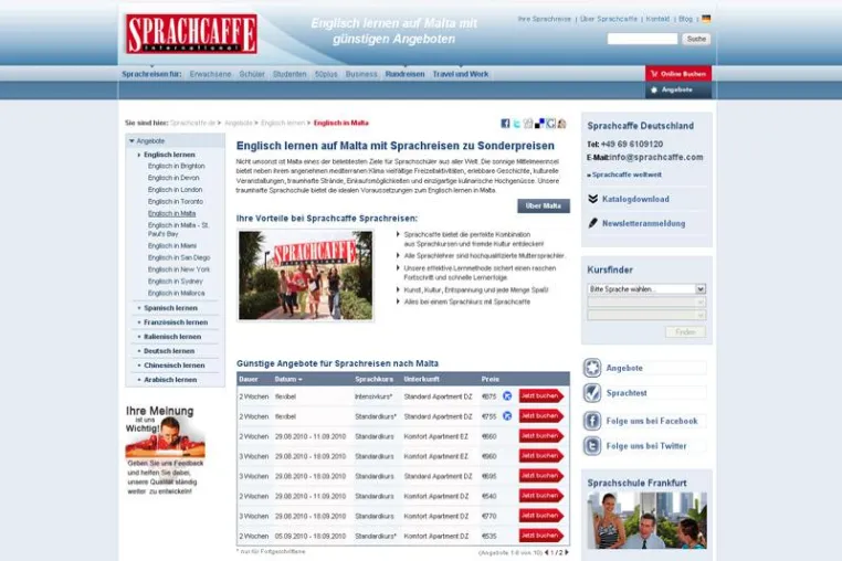 Sprachcaffe Sprachreisen Website erstrahlt in neuem Glanz Bild: Sprachcaffe Sprachreisen Website erstrahlt in neuem Glanz