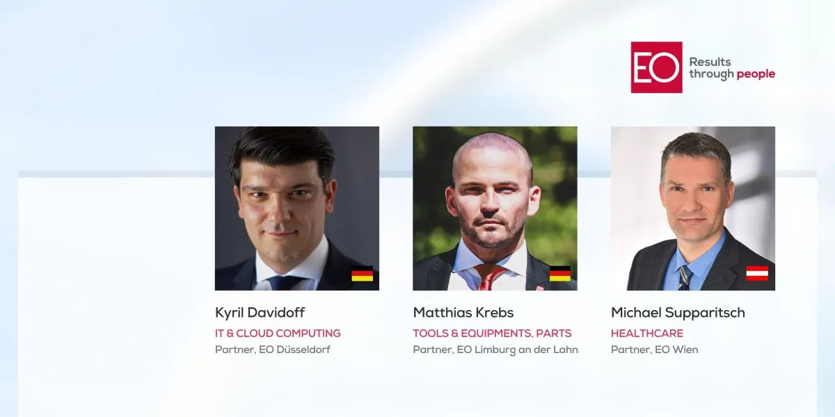 Die drei neuen Partner von EO Executives (v.l.n.r.): Kyril Davidoff, Matthias Krebs und Michael Supp