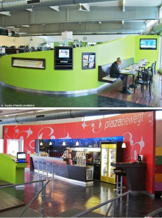 Der neue Thekenbereich des Plaza Fitness Leonberg