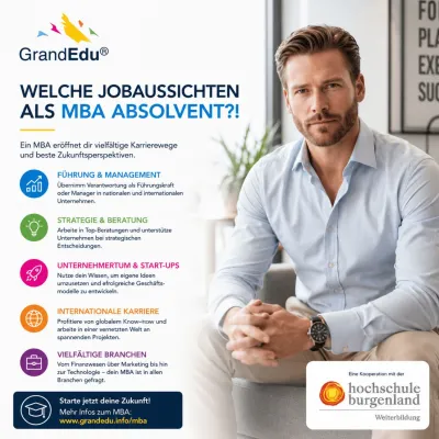 Bild: Welche Jobaussichten haben MBA-Absolventinnen und MBA-Absolventen? GrandEdu und Hochschule Burgenland!
