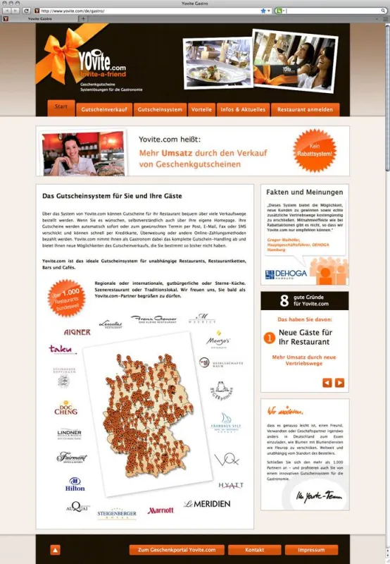 Informationen für Gastronomen auf Yovite.com