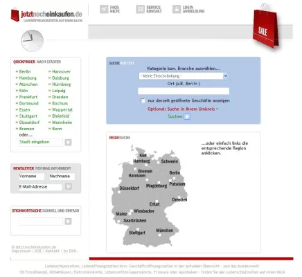 Bild: Ladenöffnungszeiten auf einen Klick