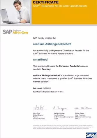 Bild: smartfood als SAP-Partner-Lösung ausgezeichnet