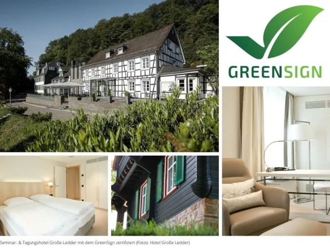 GreenSign Nachhaltigkeits-Zertifikat für das Seminar- & Tagungshotel Große Ledder Bild: GreenSign Nachhaltigkeits-Zertifikat für das Seminar- & Tagungshotel Große Ledder