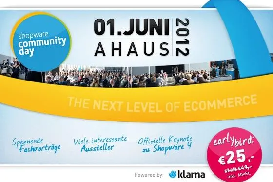 Shopware Community Day – vergünstigte Tickets nur noch bis zum 15. April 2012 Bild: Shopware Community Day – vergünstigte Tickets nur noch bis zum 15. April 2012