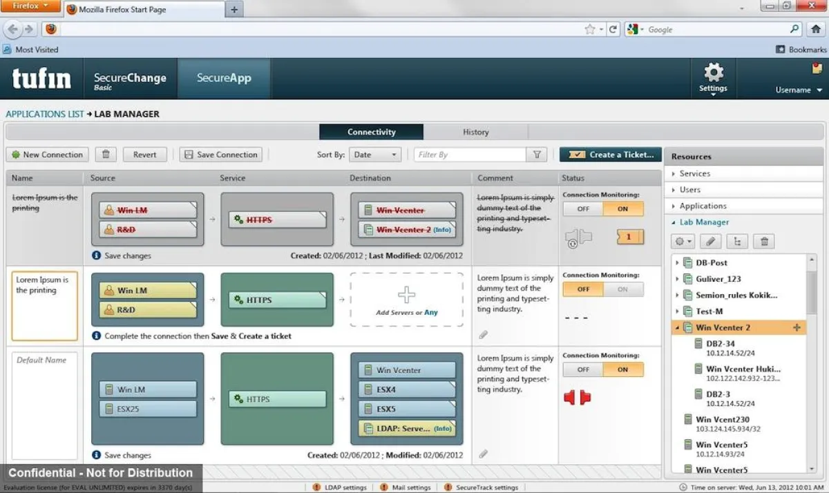 Screenshot der applikationsbasierten Firewall-Policy-Management-Lösung SecureApp (Quelle: Tufin)