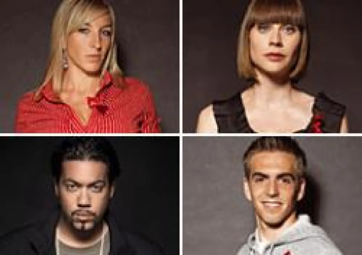 Die Welt-Aids-Tag Botschafter und Botschafterinnen 2007: Anni Friesinger, Christiane Paul, Samy Deluxe und Philipp Lahm