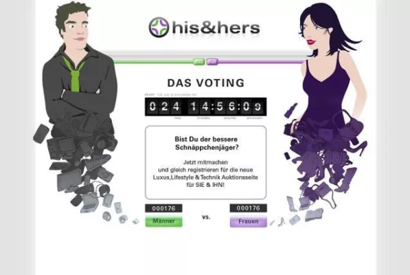 Bild: Sichere Erlebnis-Auktionen bei „his & hers“ - die neue Auktionsseite für Männer und Frauen