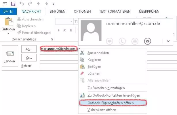 Bild: Wie korrigiere ich eine Outlook-E-Mail-Adresse?