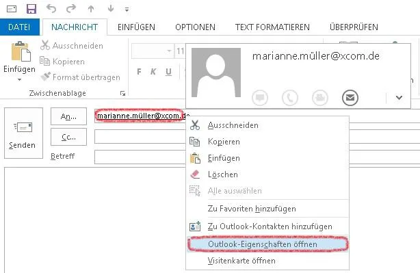 Bild: Wie korrigiere ich eine Outlook-E-Mail-Adresse?