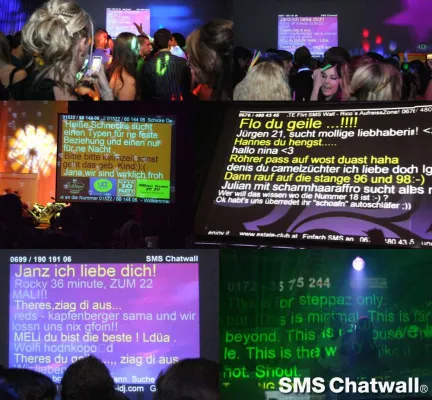 Bild: Der Countdown läuft: Silvester-Party mit der SMS Chatwall in Discotheken – Gäste schicken SMS auf die Wall