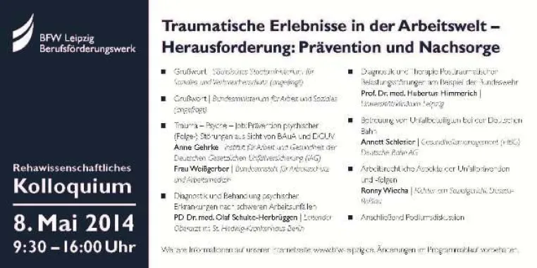 Traumatische Erlebnisse in der Arbeitswelt – Herausforderung: Prävention und Nachsorge Bild: Traumatische Erlebnisse in der Arbeitswelt – Herausforderung: Prävention und Nachsorge