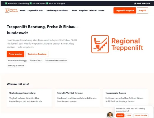 Regional-Treppenlift.de präsentiert neuen Webauftritt – moderner, informativer und näher am Nutzer Bild: Regional-Treppenlift.de präsentiert neuen Webauftritt – moderner, informativer und näher am Nutzer