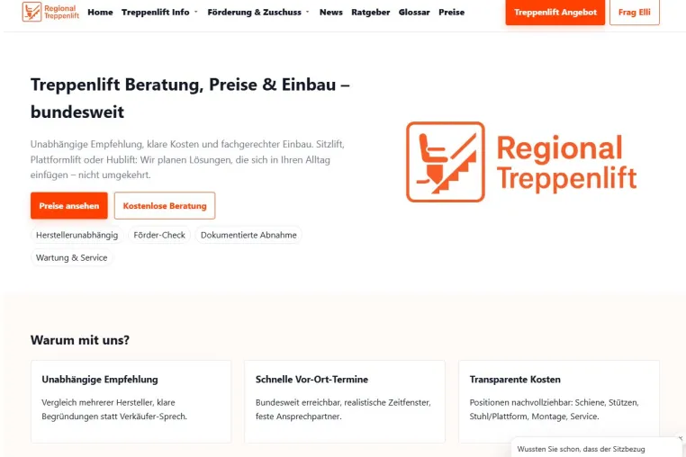 Regional-Treppenlift.de präsentiert neuen Webauftritt – moderner, informativer und näher am Nutzer Bild: Regional-Treppenlift.de präsentiert neuen Webauftritt – moderner, informativer und näher am Nutzer