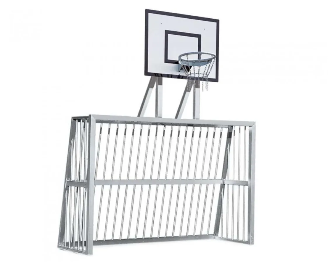 Bolzplatztor mit Basketball Korb Aluminium Profil 80x80mm