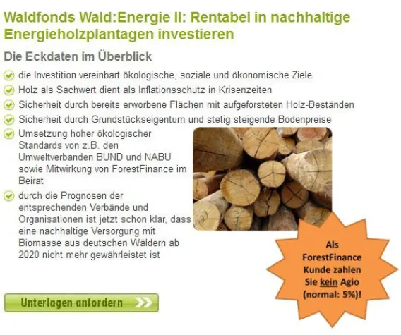 Bild: Energiewald-Fonds bei ForestFinance erwerbbar