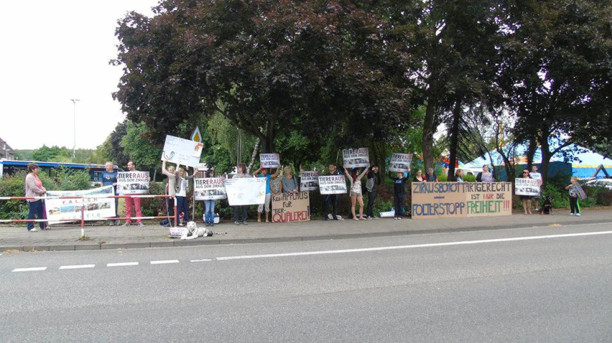Während der Vorstellungen machten die Aktivisten an der Straße auf sich aufmerksam.