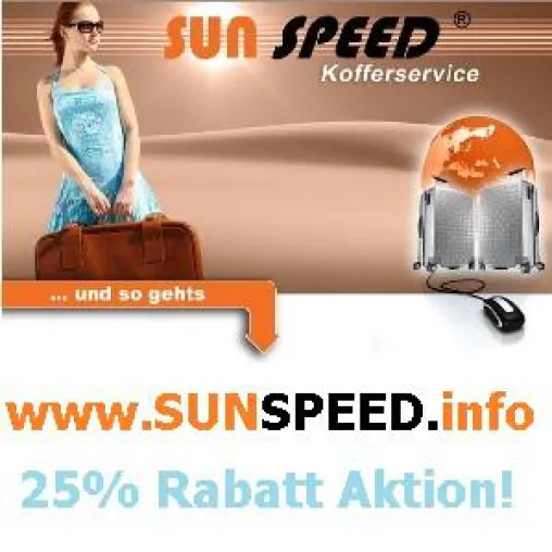 Sunspeed bietet 25% Rabatt auf Kofferversand innerhalb Europa. Bild: Sunspeed bietet 25% Rabatt auf Kofferversand innerhalb Europa.