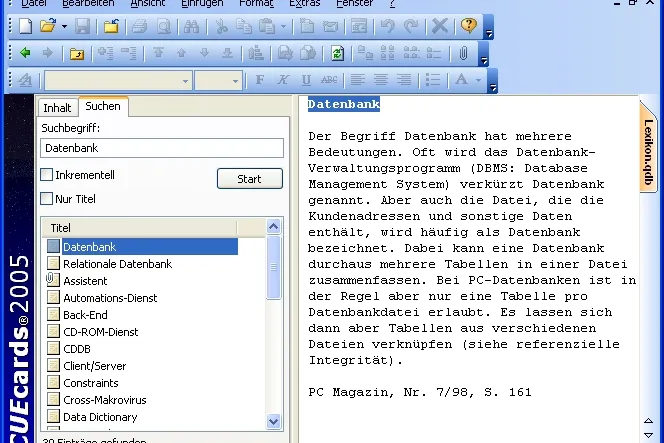 Bild: CUEcards 2005: Notizen im virtuellen Karteikasten erfassen