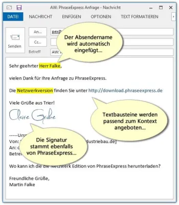 Bild: Textbausteinverwaltung für Outlook Add-In