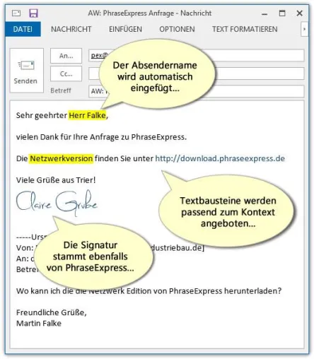 Bild: Textbausteinverwaltung für Outlook Add-In