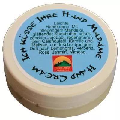 Bild: Schnelleinziehende Handcreme “Ich küsse Ihre Hand Madame” von Heymountain Cosmetics
