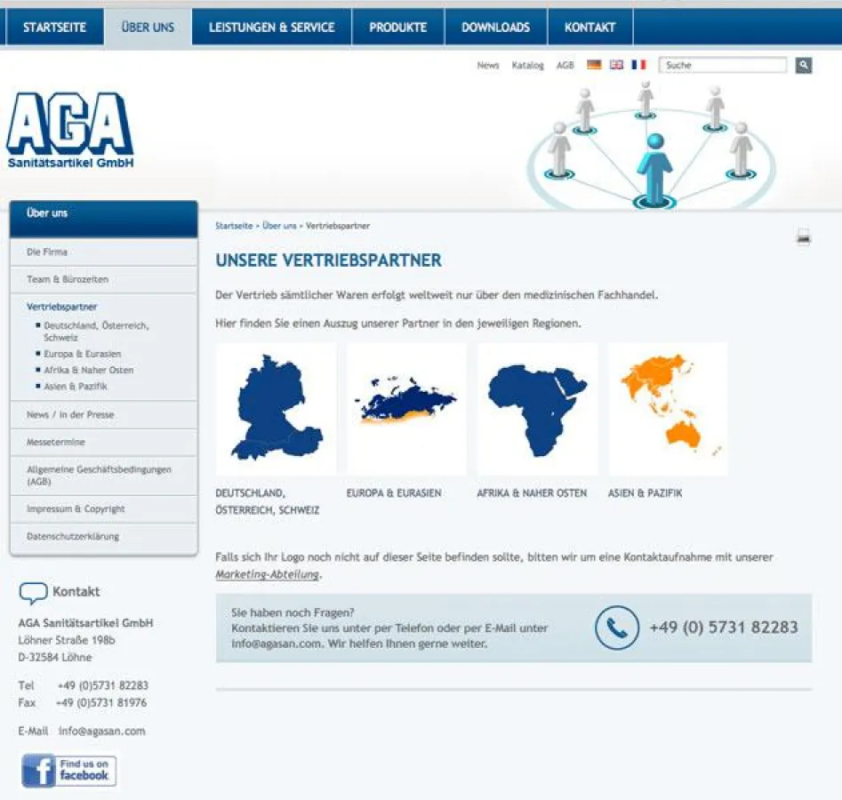 Die Vertriebspartner der AGA Sanitätsartikel GmbH