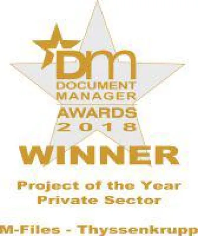 M-Files und thyssenkrupp Elevator erhalten Document Management Award Bild: M-Files und thyssenkrupp Elevator erhalten Document Management Award