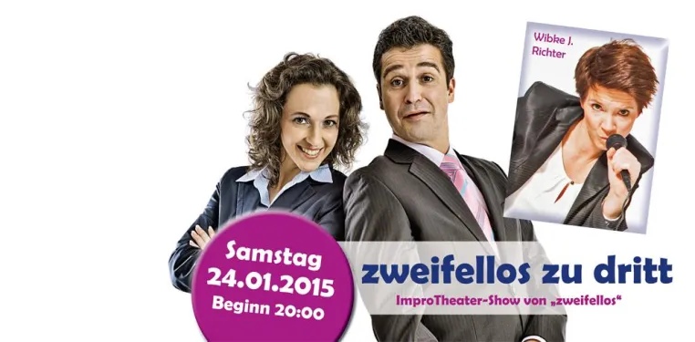 Bild: Improtheater-Show „zweifellos zu dritt“ in der Stadtteilbücherei Sankt Mang