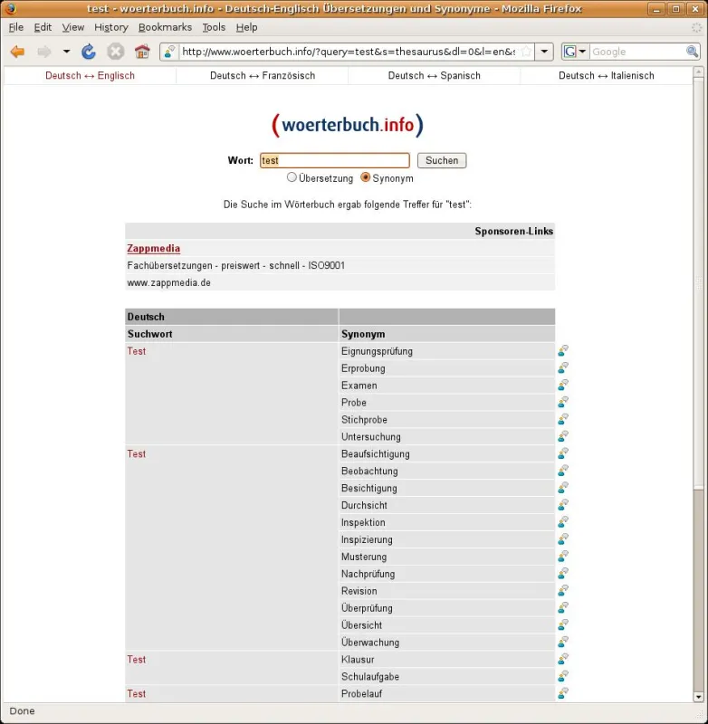 Firefox-Plugin ermöglicht Zugriff auf rund 1.4 Mio. Synonyme