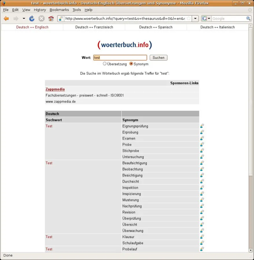Firefox-Plugin ermöglicht Zugriff auf rund 1.4 Mio. Synonyme