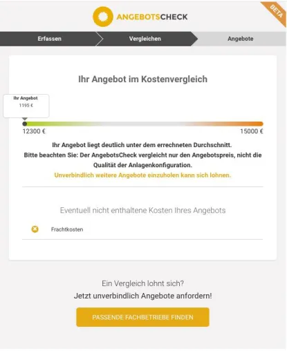 Bild: Der neue "AngebotsCheck" der DAA bewertet Photovoltaik Angebotspreise mit Hilfe eines neuronalen Netzwerkes