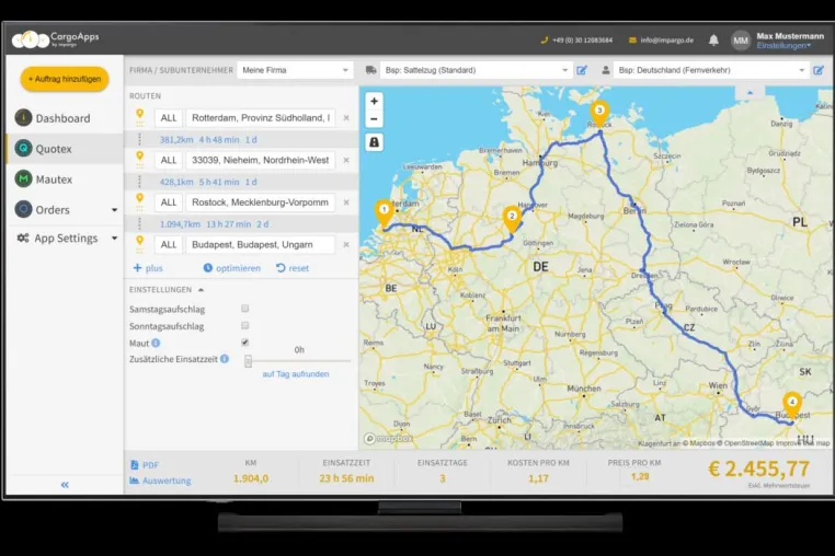 Bild: Startup IMPARGO belebt den Markt für kostenpflichtige LKW Routenplanung